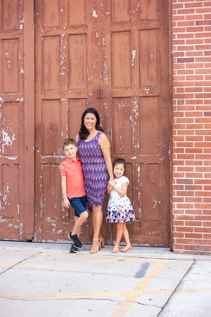 Portrait of mom, son and daughter in Winter Garden Florida